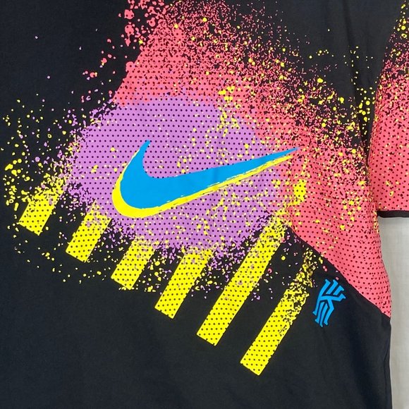Nike Kyrie Irving T Shirt 1992 Colorful Swoosh 90s Black Colorful Pink Purple Ye - Picture 2 of 11